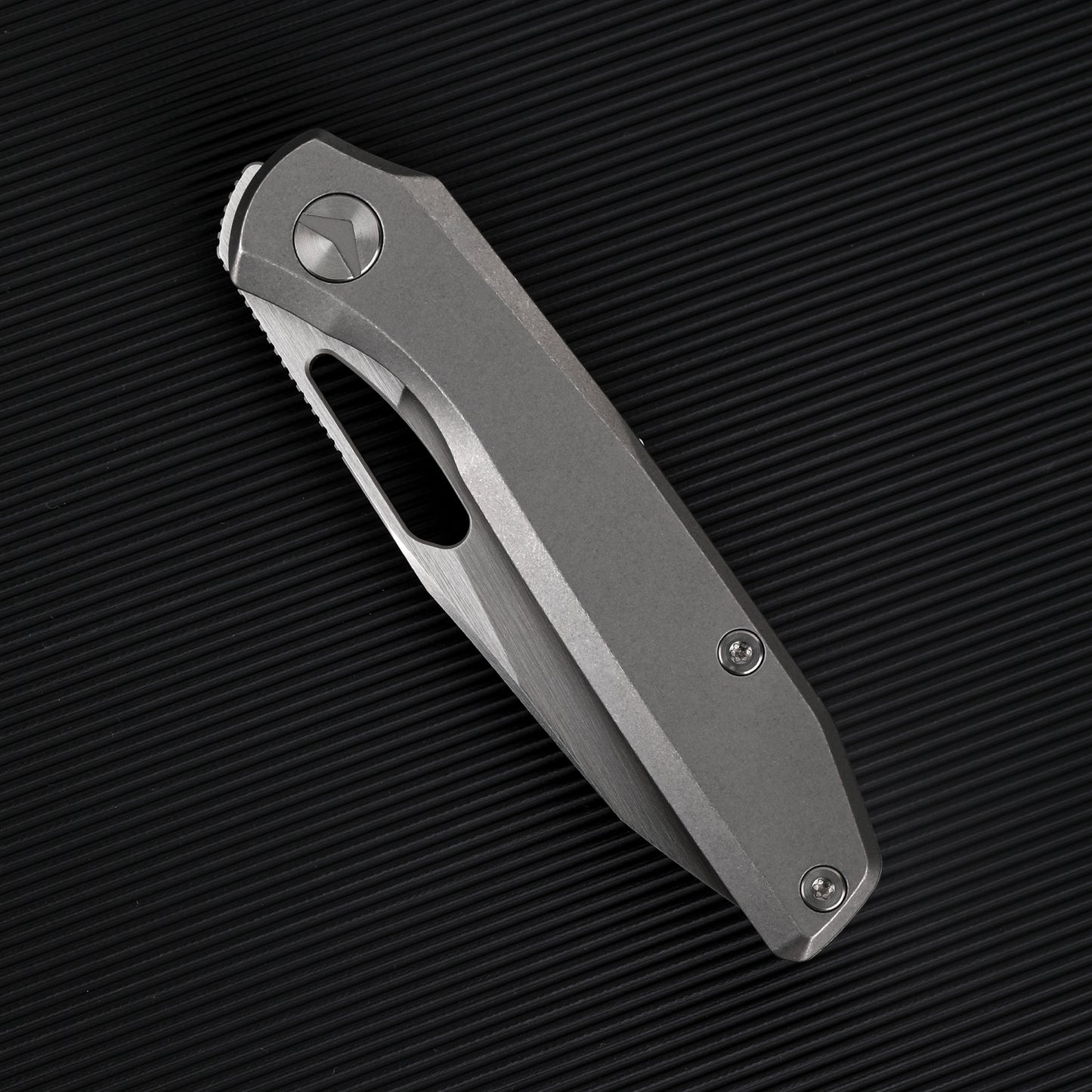 FerraMonster Xandros FM23007-A – 3.23" Hand Rubbed Satin S90V Folding Knife, Bead Blast Stonewash Titanium Handle, Frame Lock