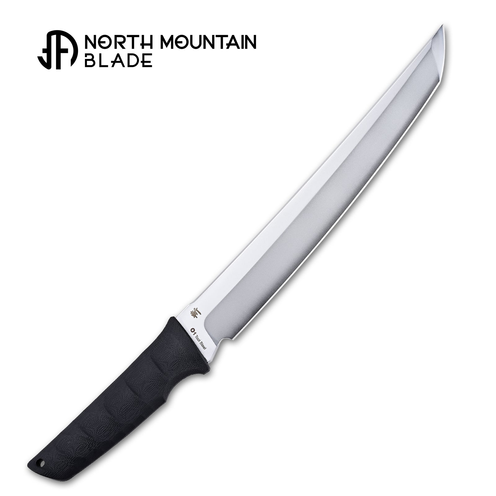 North Mountain Blade The Chop O1 FixedChop01-White blade detail – vacuum chrome O1 tool steel tanto