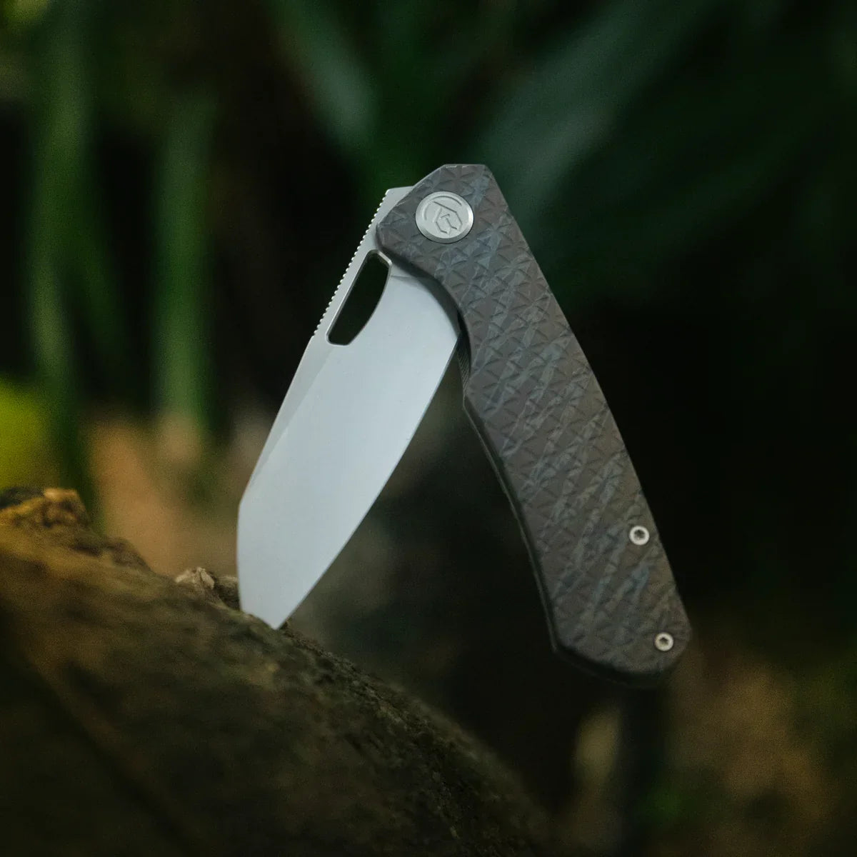 KB Socius Folding Knife 3.46" S90V Tanto Blade Flame Anodized Titanium Handle KB300B