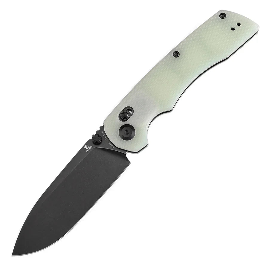 Tenable Kryo T1001V4 – 3.58" Blackwash 14C28N Blade, Jade G10 Handle with Liner Lock