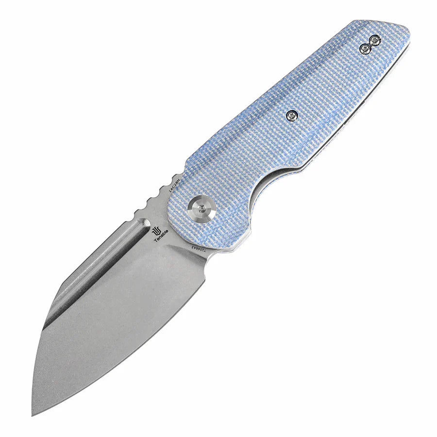 Tenable Rafe L T1048A3 – 3.19" Stonewashed 14C28N Blade, Blue Micarta Handle with Liner Lock