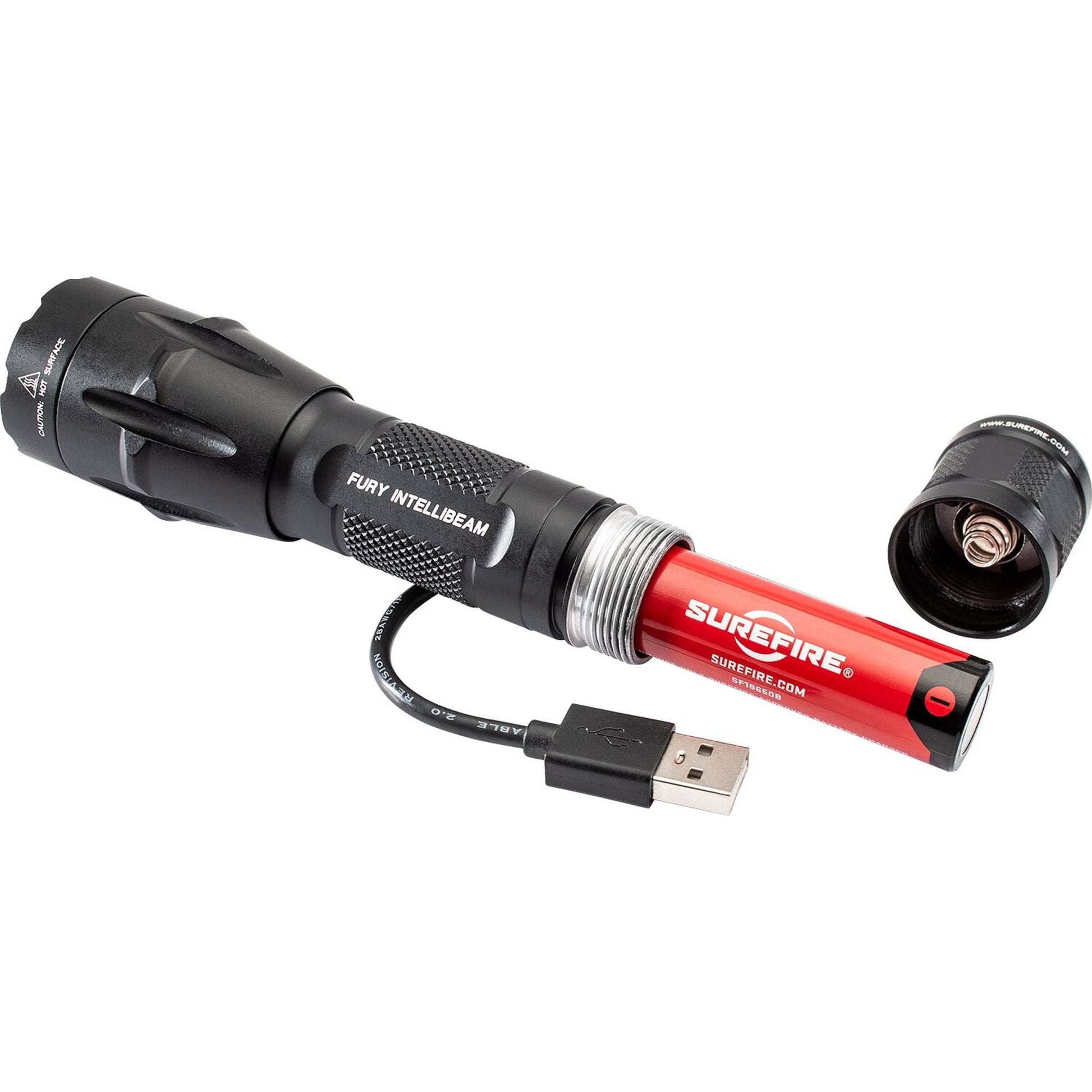 SureFire Fury IntelliBeam FURY-IB-DF rechargeable SF18650 dual fuel flashlight – detail view