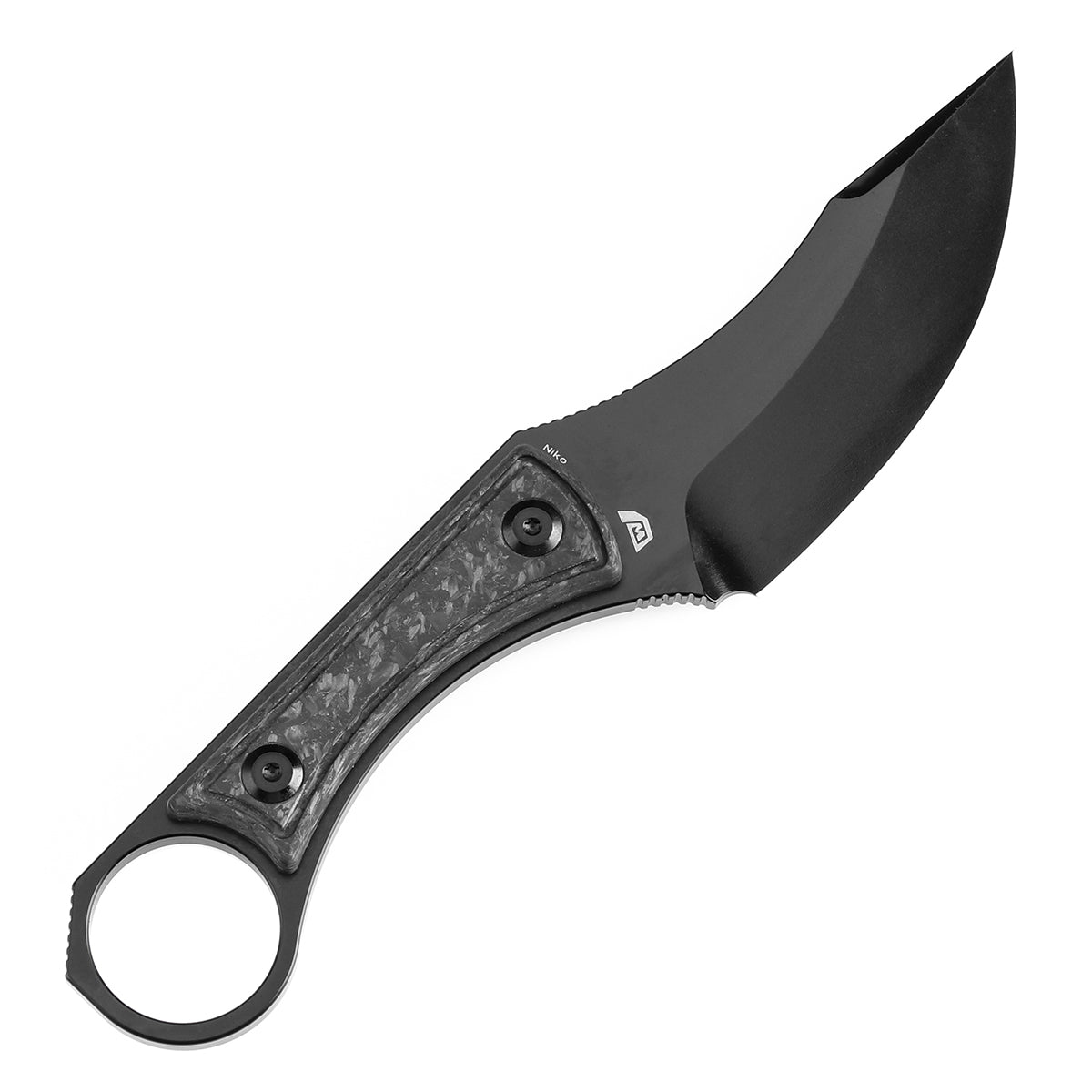 Kansept Niko G004A1 blade detail - Black TiCn coated D2 clip point