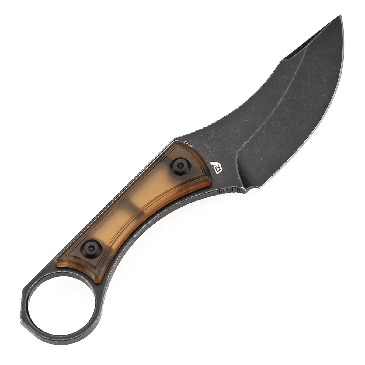 Kansept Knives Niko G004A11 amber PEI handle detail