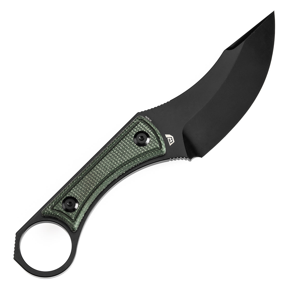 Kansept Niko G004A2 blade detail - Black TiCn coated D2 clip point