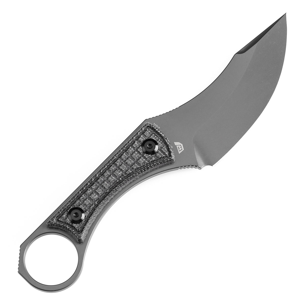 Kansept Niko G004A6 blade detail - Gray TiCn coated D2 clip point