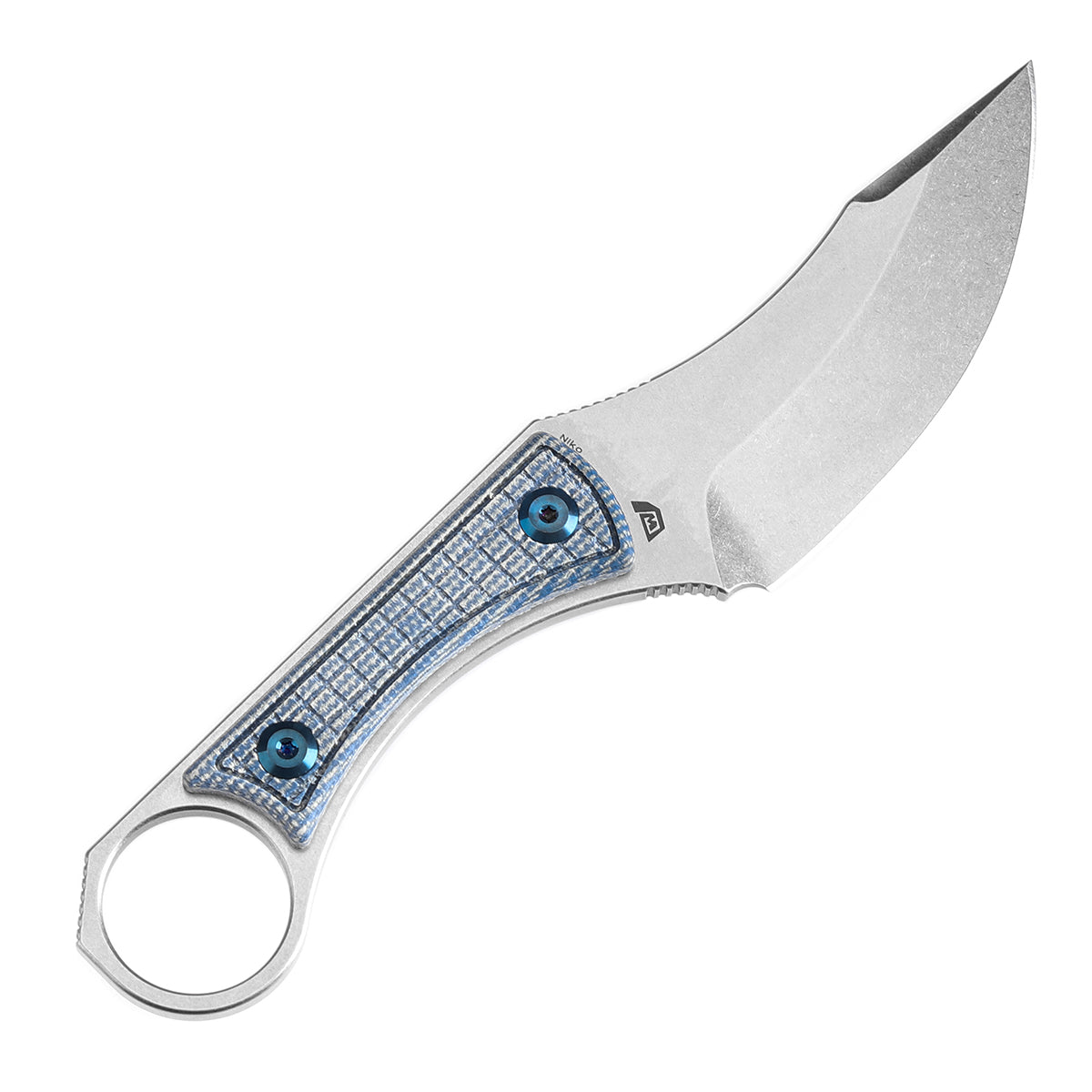 Kansept Niko G004A7 blade detail - stonewashed D2 clip point