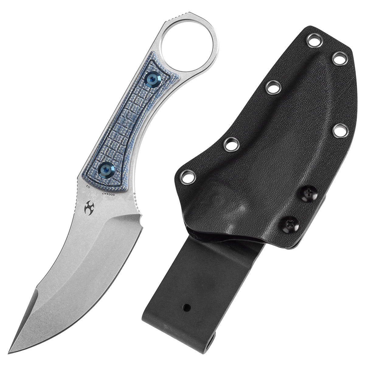 Kansept Niko G004A7 front view - 3.54" stonewashed D2 clip point fixed blade knife
