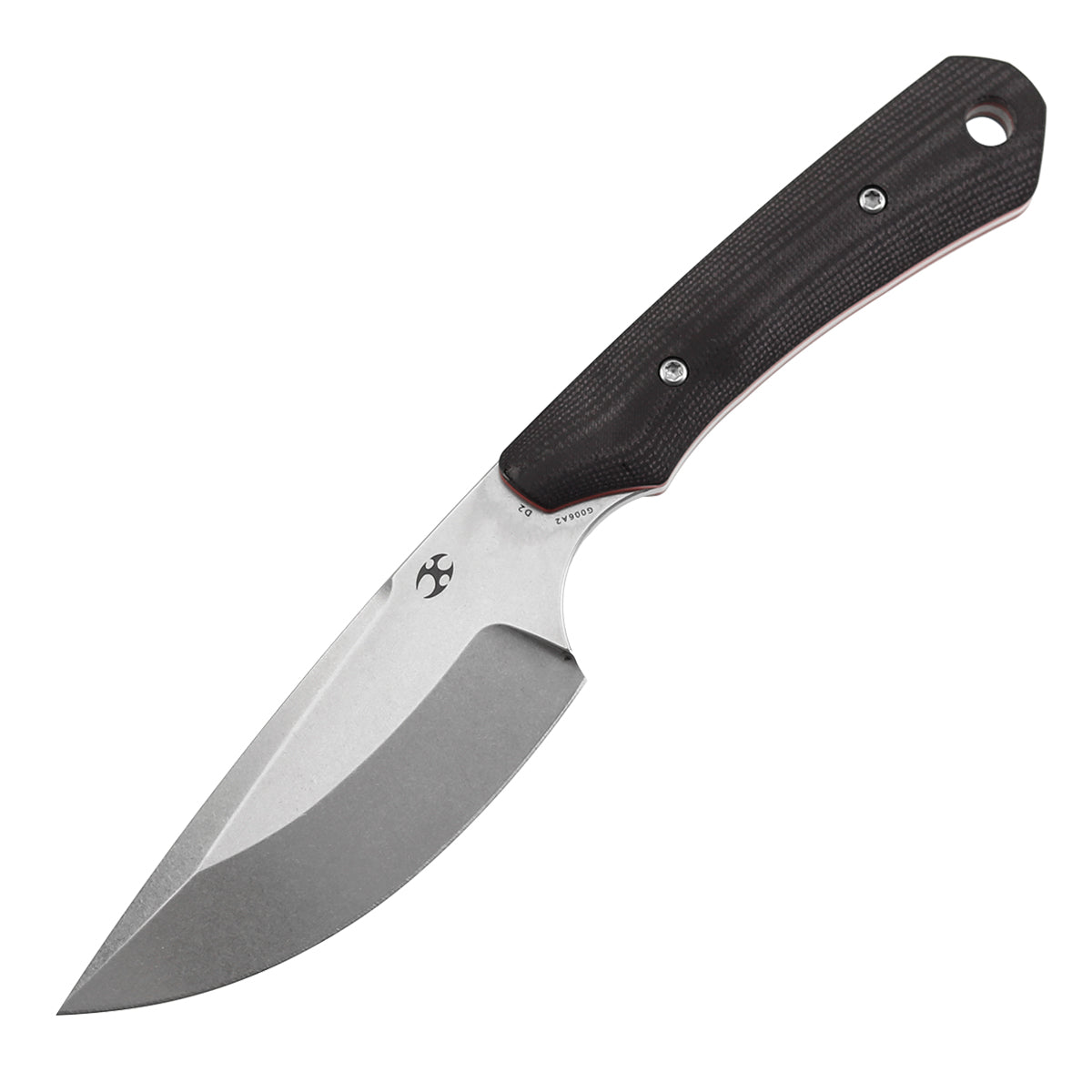 Kansept Flank G006A2 blade detail – stonewashed D2 drop point