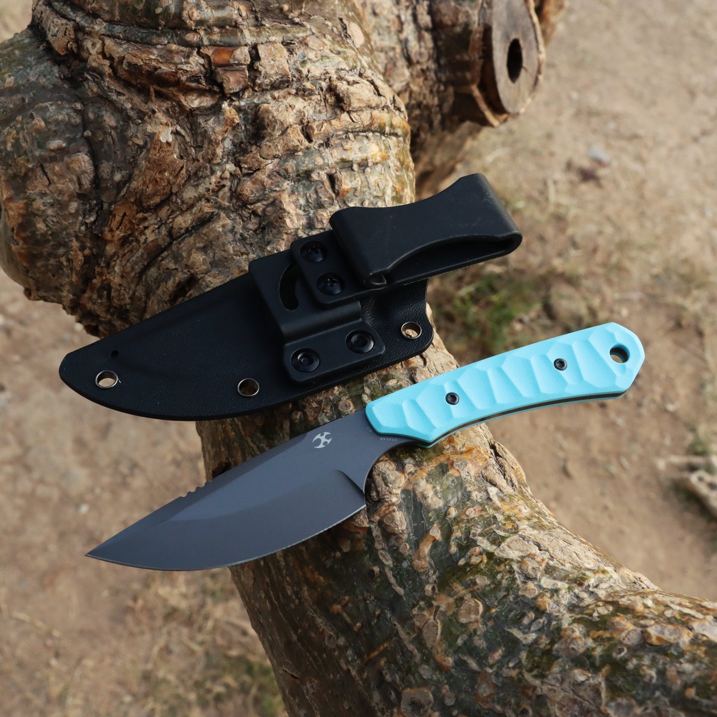 Kansept Flank G006A6 front view – 3.69" grey coated D2 drop point fixed blade knife