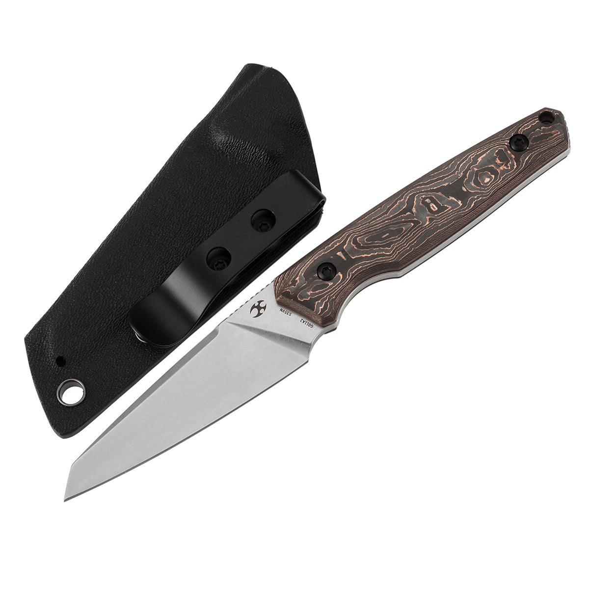 Kansept Parr G011A2 front view – 2.87" stonewashed CPM S35VN drop point fixed blade knife