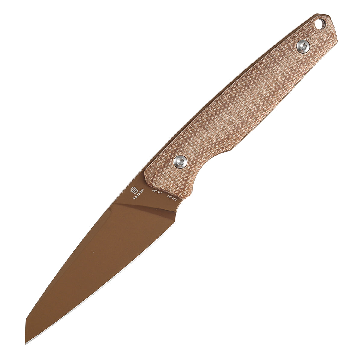 Tenable Parr G011B7 blade detail – rose gold coated 14C28N reverse tanto