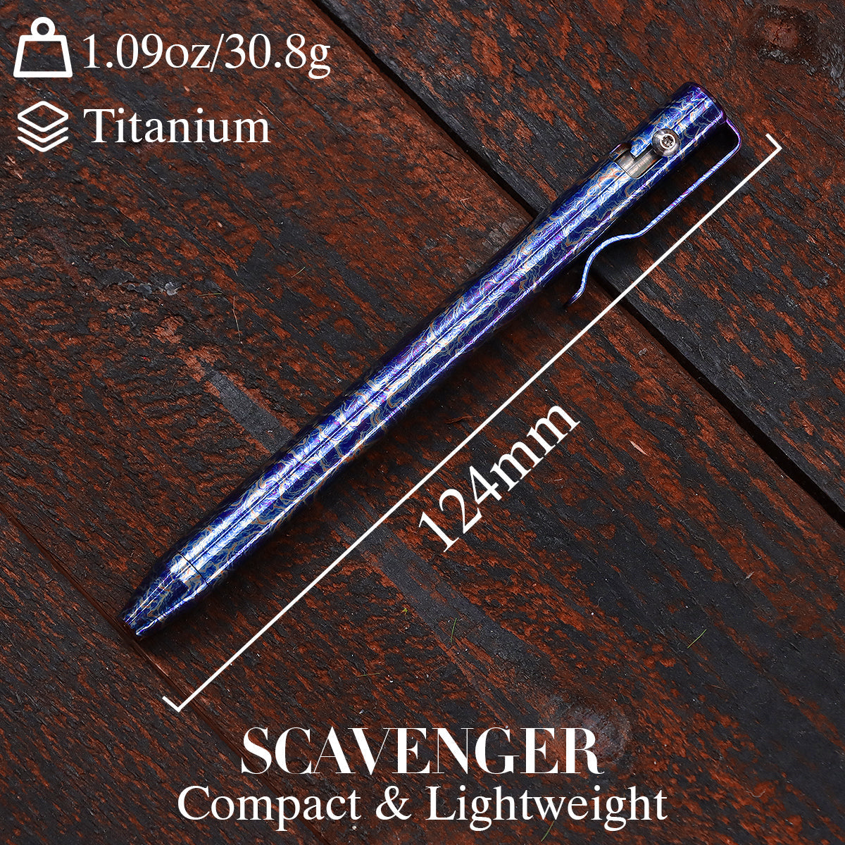 Kansept Scavenger G013H2 titanium bolt action pen front view