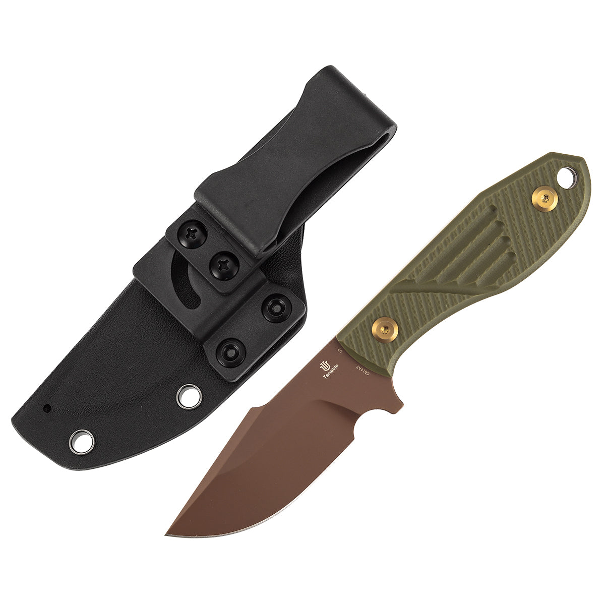 Tenable Tiny Dancer G014A7 front view – 3.17" Rose Gold D2 drop point fixed blade knife