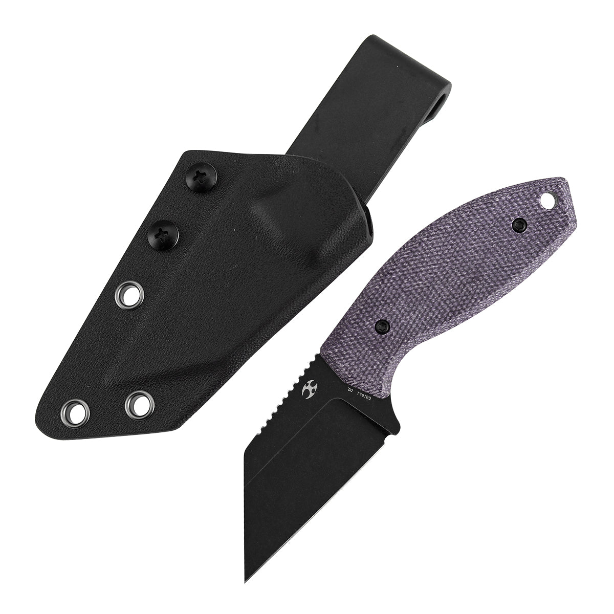 Kansept Siafu G016A1 front view – 2.41" blackwash D2 wharncliffe fixed blade knife