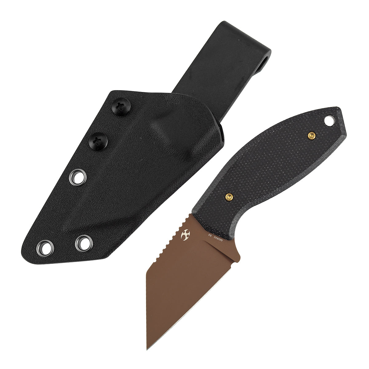 Kansept Siafu G016A2 front view – 2.41" rose gold coated D2 wharncliffe fixed blade knife