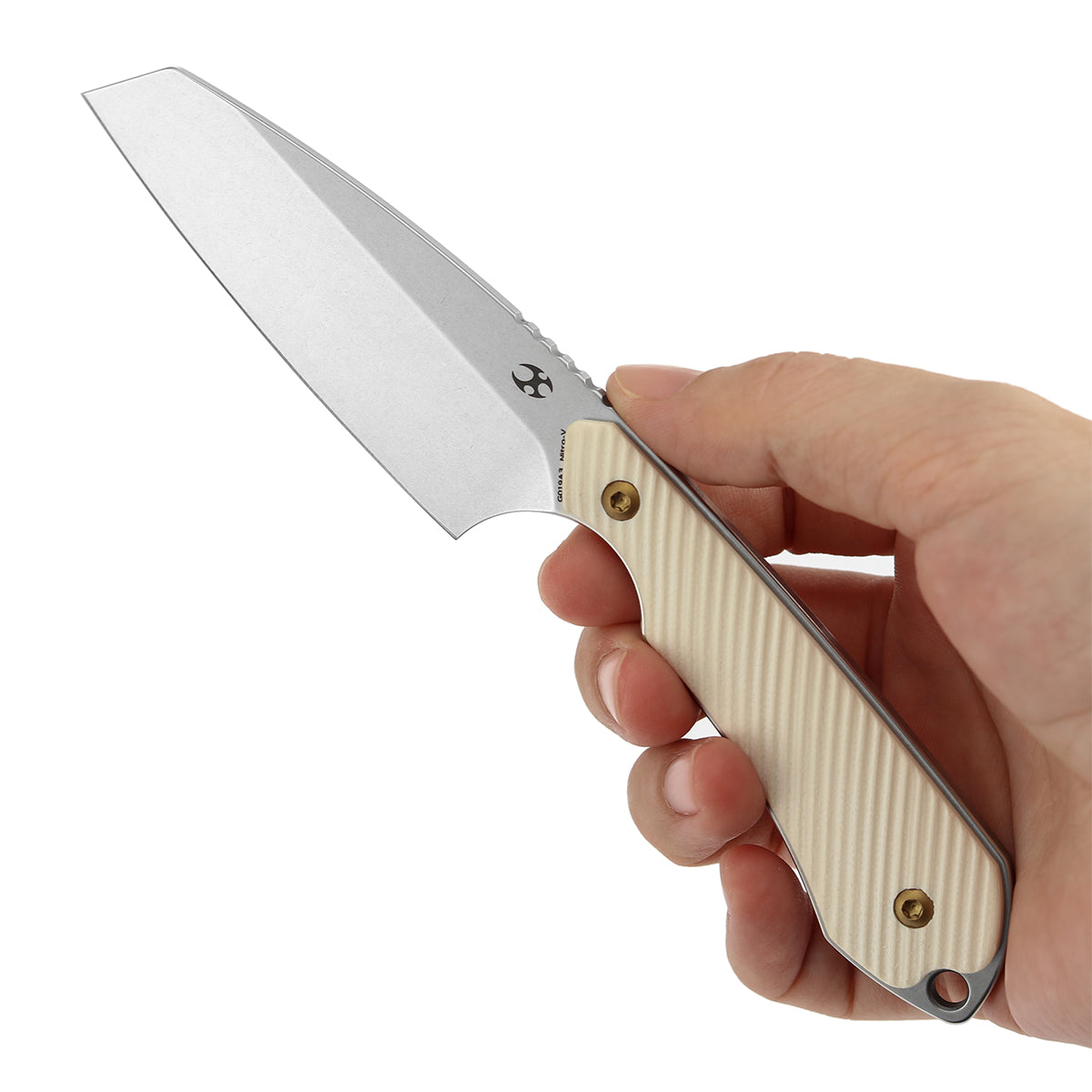 Kansept Valk G019A3 stonewashed finish detail – compact 3 inch fixed blade