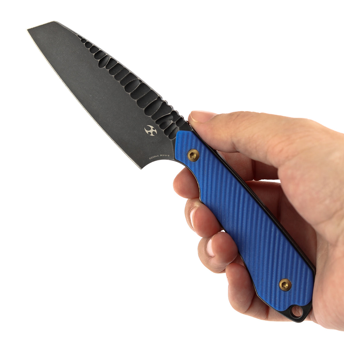 Kansept Valk G019A4 blackwash rock pattern finish detail – compact 3 inch fixed blade