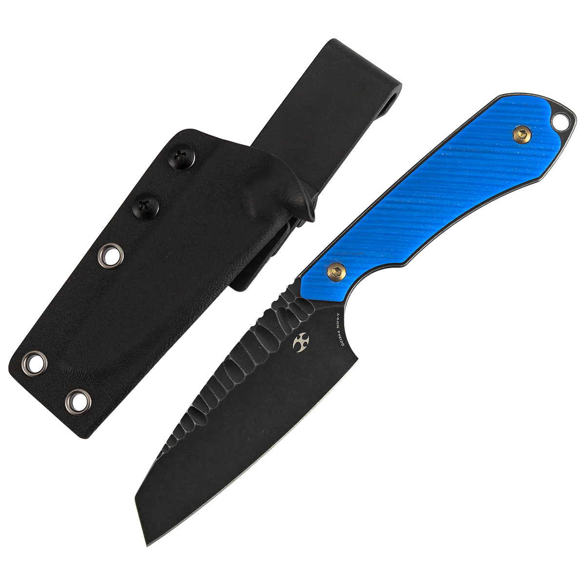 Kansept Valk G019A4 front view – 3" reverse tanto rock pattern fixed blade knife