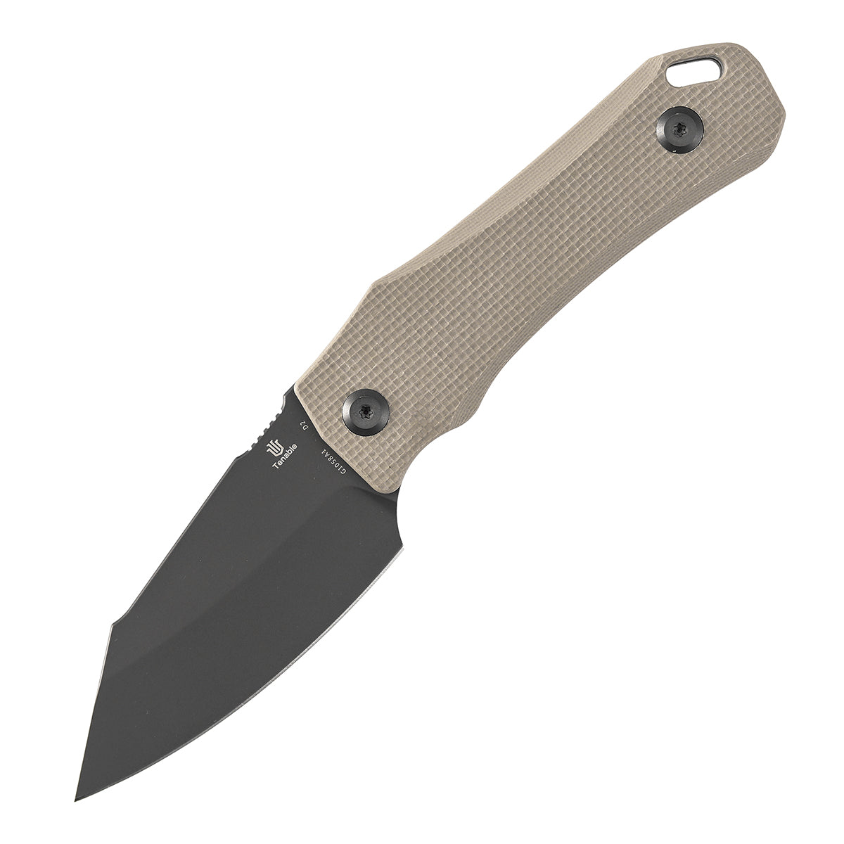 Tenable Loki G1058A1 handle detail – light sand G10, ergonomic grip, full tang construction
