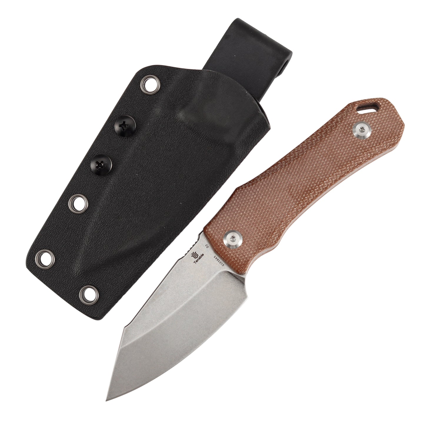 Tenable Loki G1058A5 front view – 2.99" Stonewashed D2 wharncliffe fixed blade knife