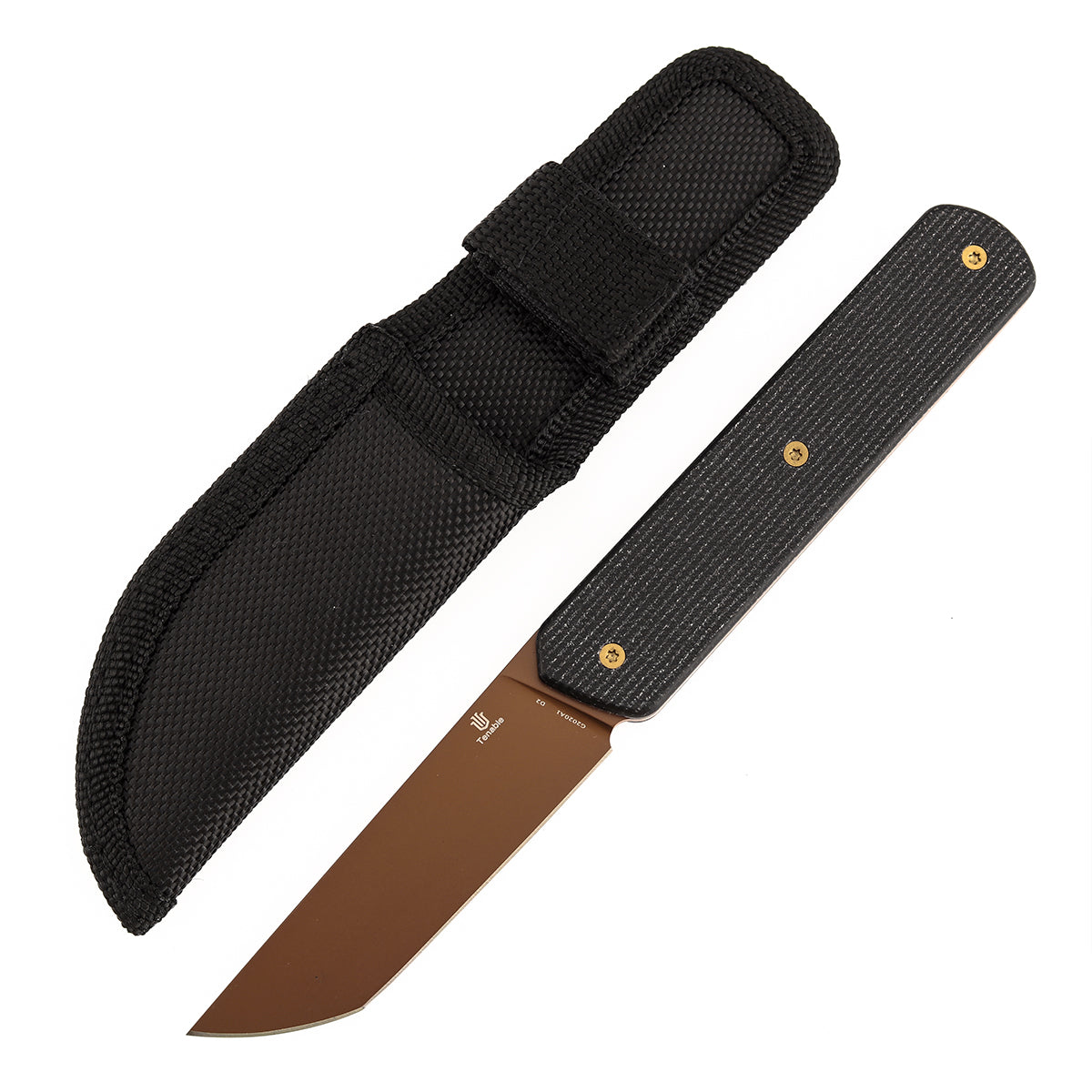 Tenable Foosa G2020A1 front view – 3.06" rose gold D2 tanto fixed blade knife