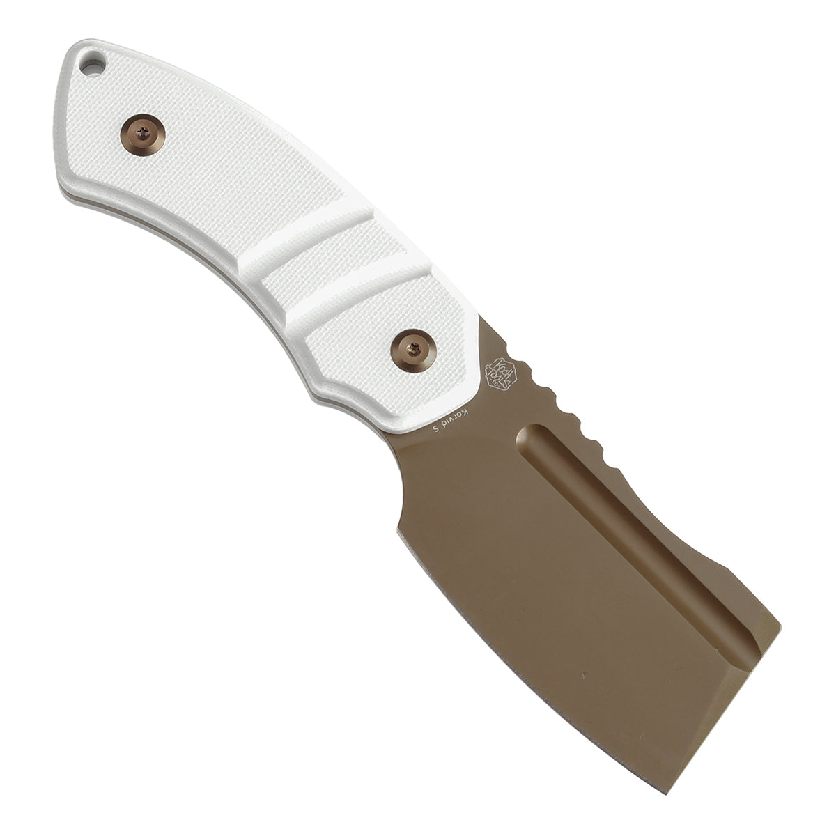 Kansept Korvid S G2030A8 blade detail - rose gold coated 14C28N cleaver