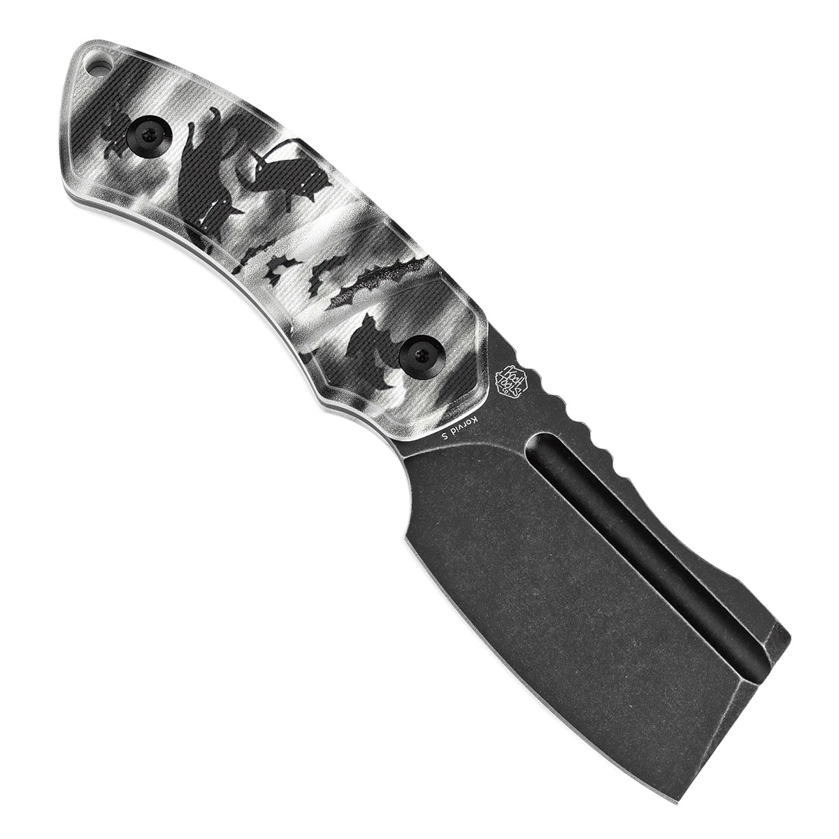 Kansept Korvid S G2030A9 blade detail - blackwash 14C28N cleaver