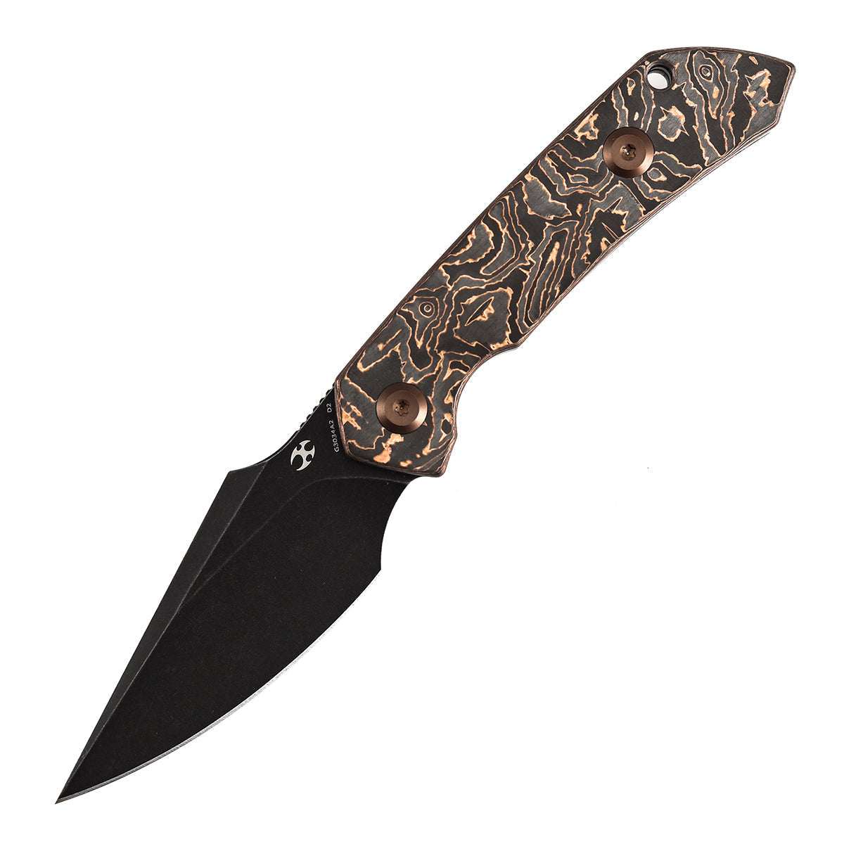 Kansept Fenrir G3034A2 blade detail – Blackwash D2 harpoon