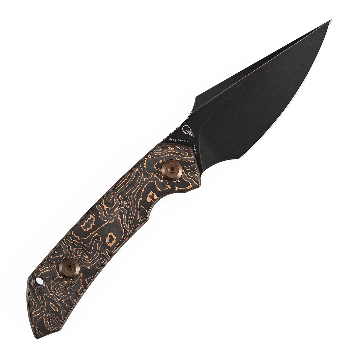 Kansept Fenrir G3034A2 copper carbon fiber handle scales detail