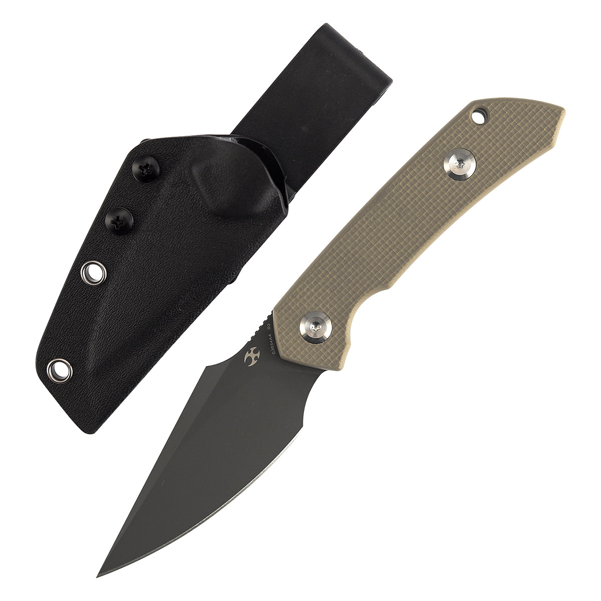 Kansept Fenrir G3034A4 front view – 2.87" Gray TiCn D2 harpoon fixed blade knife