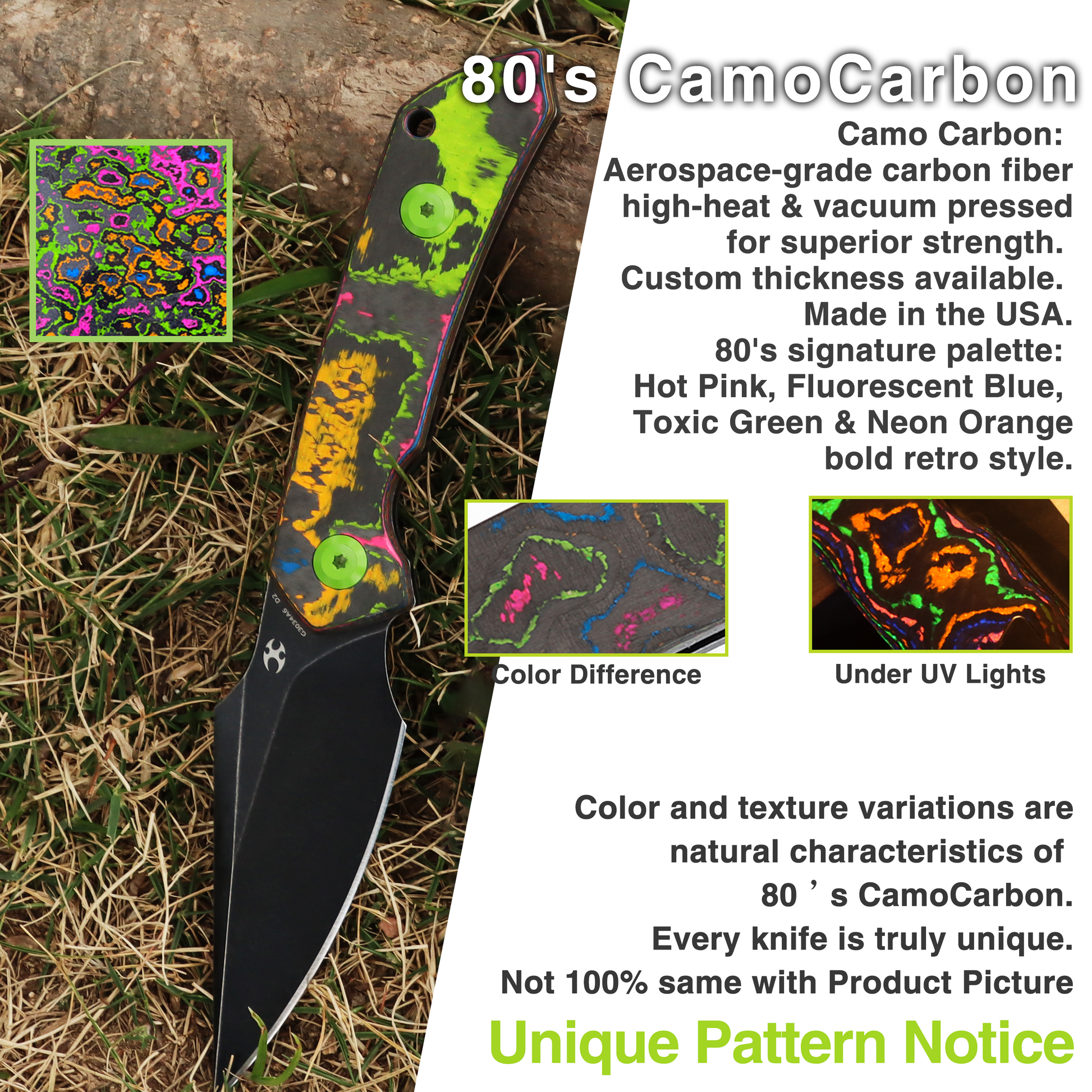 Kansept Fenrir G3034A6 80S camo carbon fiber handle detail