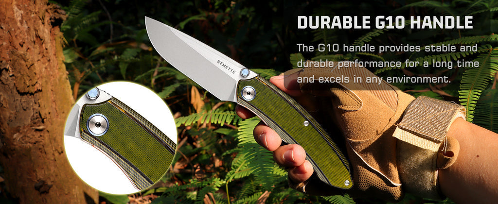 Remette Wild Species GC103 open position showing 14C28N drop point blade