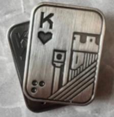 King of Hearts Playing Card EDC Push Slider GG-SLIDER-CARD front view – 1.77″ x 1.30″ brushed metal fidget slider