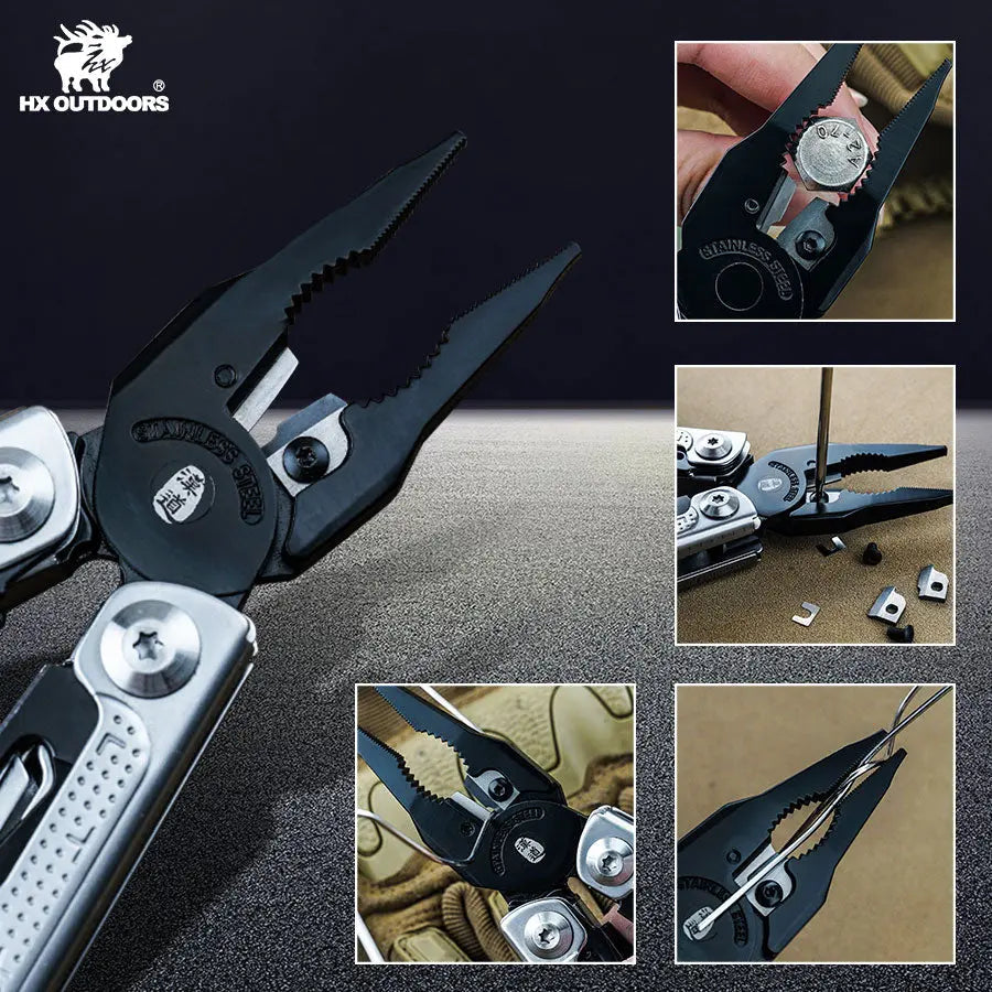HX Outdoors Eaglite GQ-25 needle nose pliers and wire cutter detail