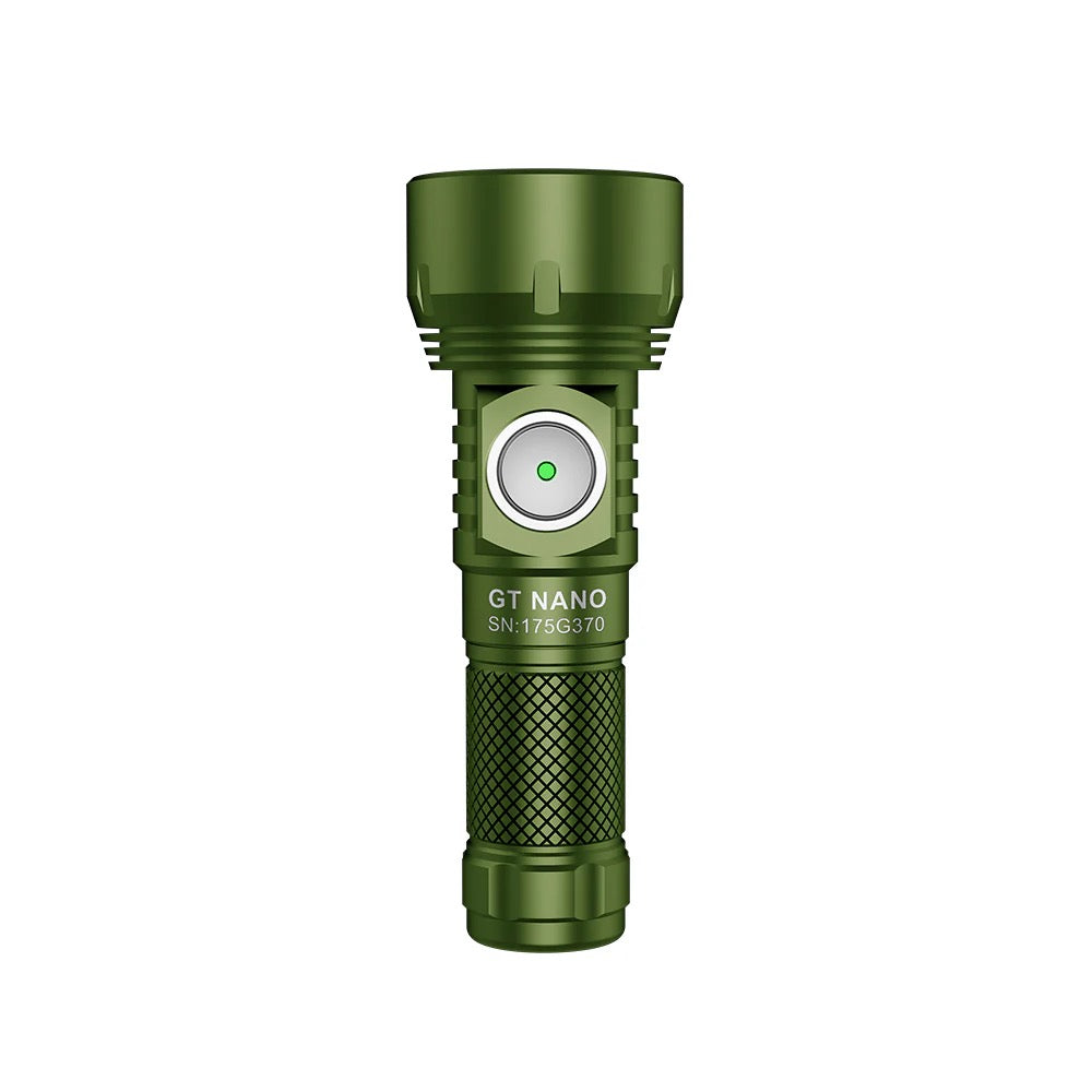 Lumintop GT Nano 3.0 Green USB-C rechargeable mini EDC flashlight side view