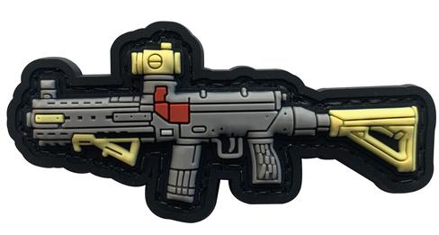 Carbine Rifle Tactical Morale Patch GUN-HSJ front view – 2.83″ x 1.38″ suppressed carbine 3D PVC patch