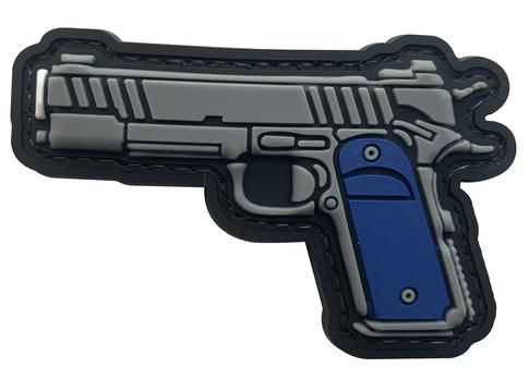 1911 Pistol Tactical Morale Patch GUN-SQ front view – 2.87″ x 1.89″ two-tone grey pistol 3D PVC patch