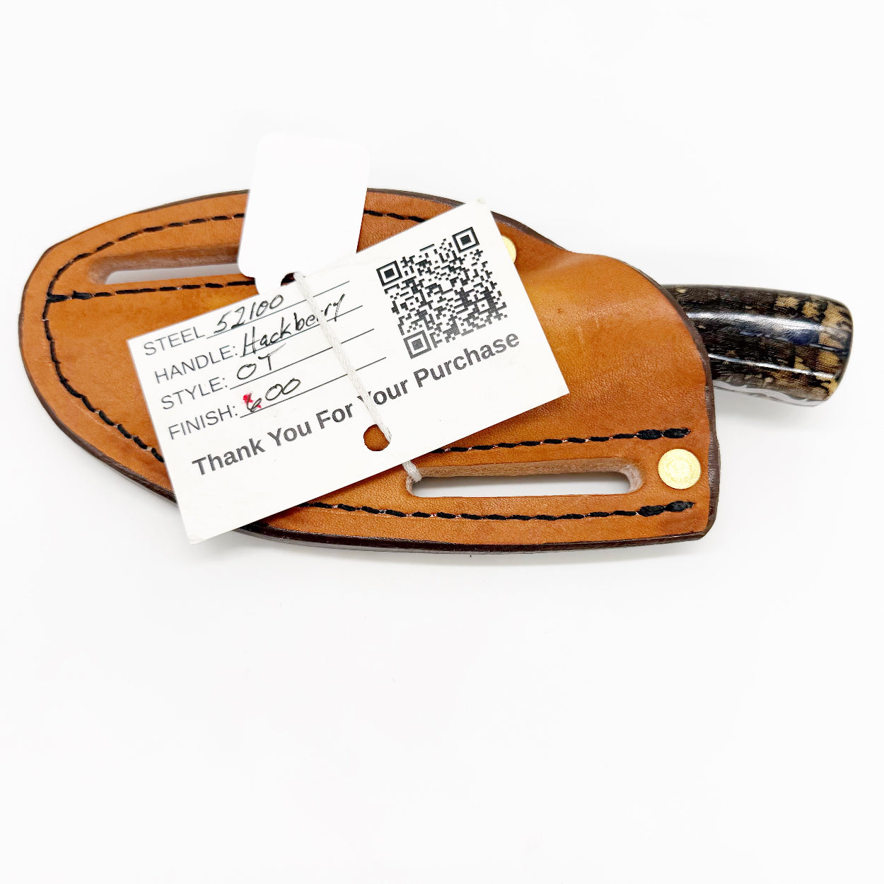 Henry Walker Knives OT – 52100 Steel Hackberry Handle Upswept Blade Handmade USA Fixed Blade Knife