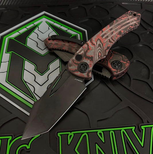 Heretic Pariah Manual Folding Knife 3.6" Tanto DLC Blood Red Camo Carbon Fiber H047-6A-RD/CC