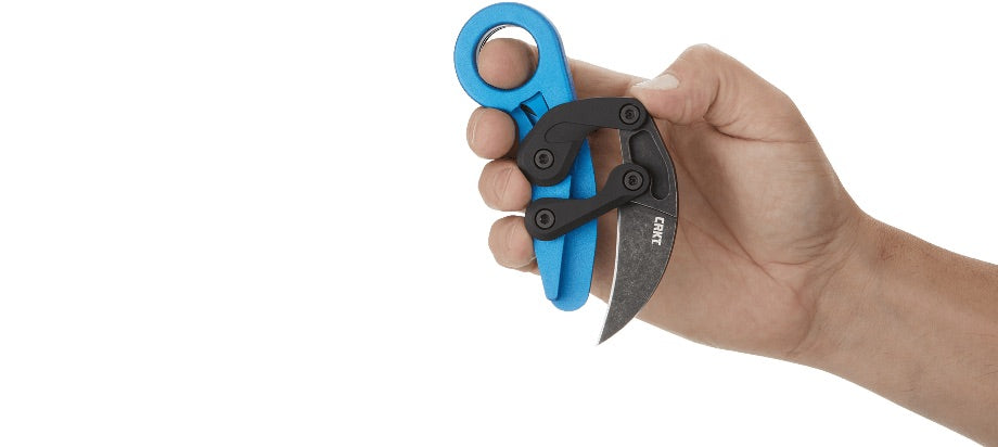 CRKT 4041B Provoke Blue Metallic Morphing Karambit Folding Knife Blue Handles 2.47in Steel Blade - 4041B