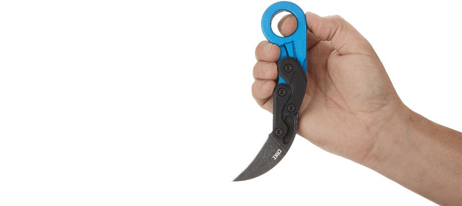 CRKT 4041B Provoke Blue Metallic Morphing Karambit Folding Knife Blue Handles 2.47in Steel Blade - 4041B