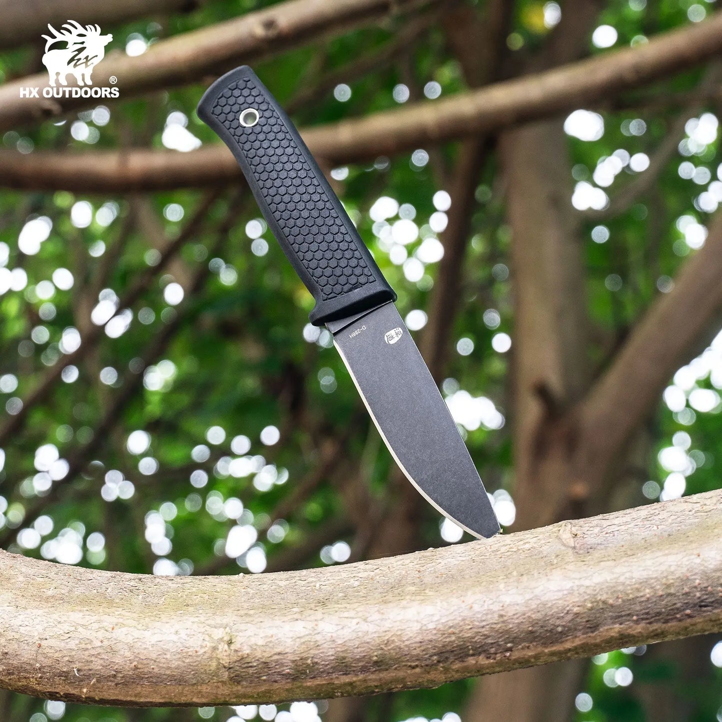 HX OUTDOORS Gorge Walker D-286H – 3.8" 7Cr17MoV Fixed Blade Knife with Black TPR Handle