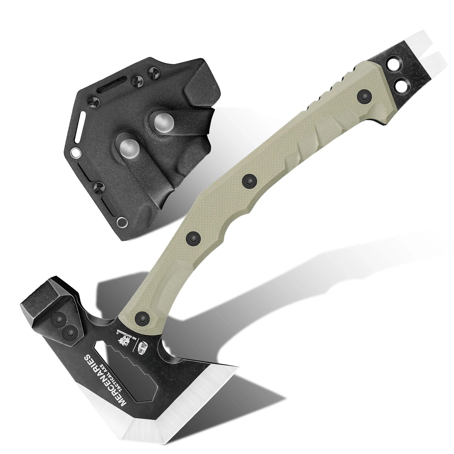HX OUTDOORS GUARDIANS FT-02 â€“ 13" 420 Bushcraft Hatchet with TAN G10 Handle