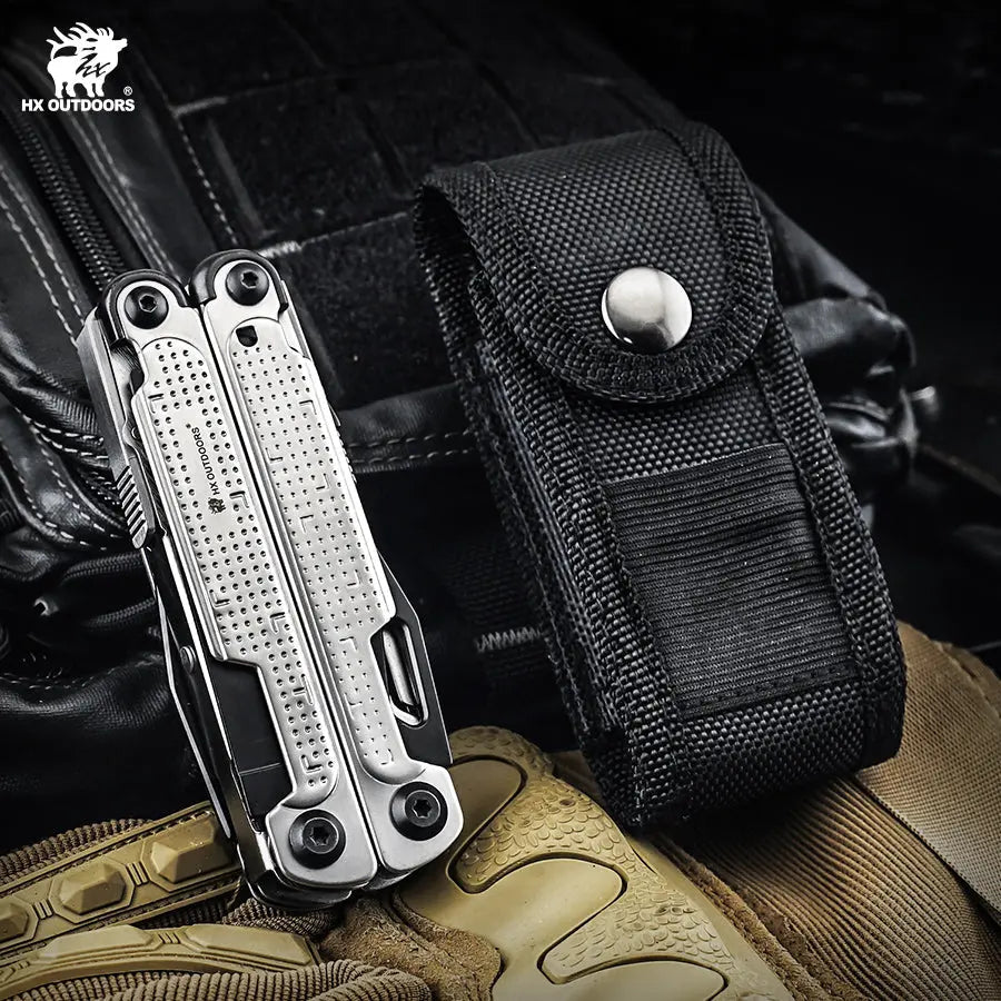 HX OUTDOORS HAWKX GQ-26 – 6.3" Multi-Tool with 7Cr17 Blade, Silver 3Cr13 Handle & 15 Functions