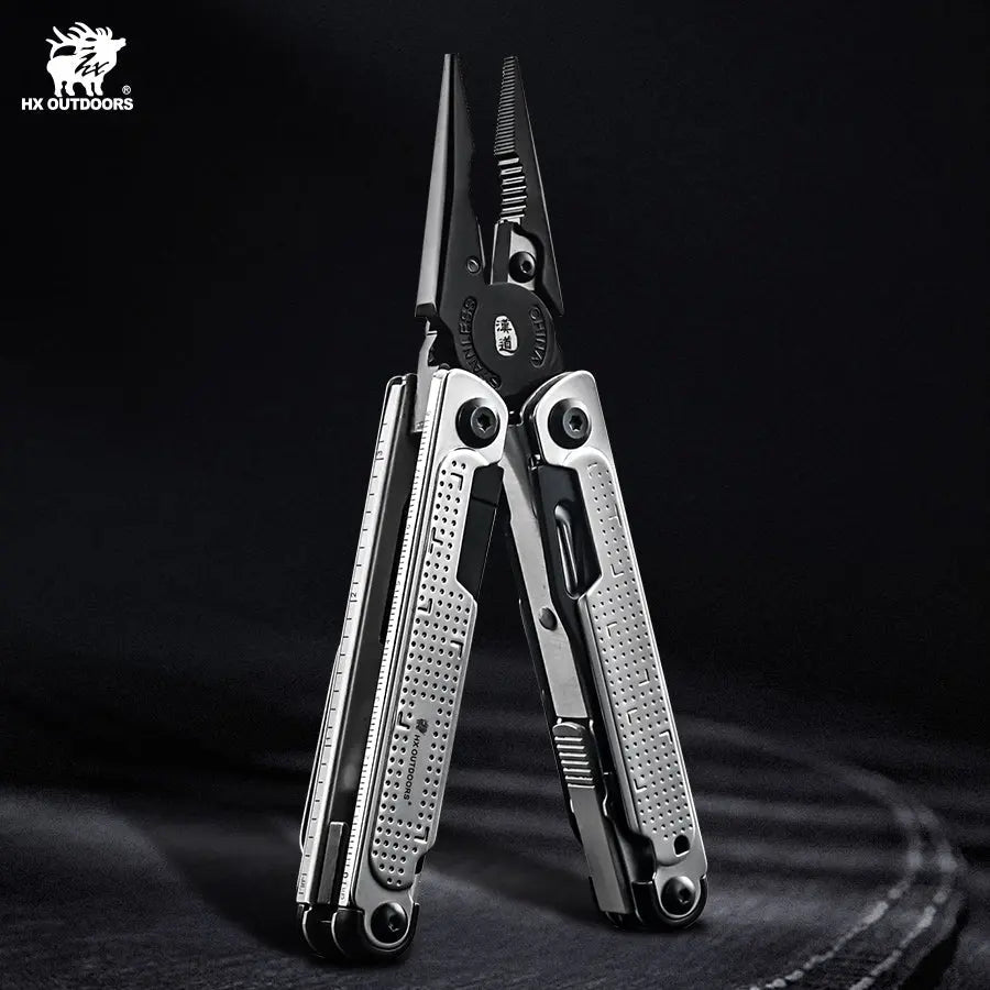 HX OUTDOORS HAWKX GQ-26 – 6.3" Multi-Tool with 7Cr17 Blade, Silver 3Cr13 Handle & 15 Functions
