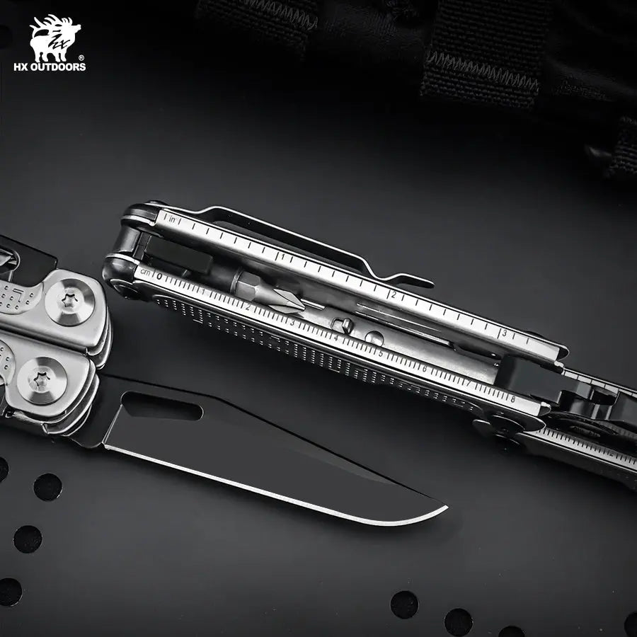 HX OUTDOORS HAWKX GQ-26 – 6.3" Multi-Tool with 7Cr17 Blade, Silver 3Cr13 Handle & 15 Functions