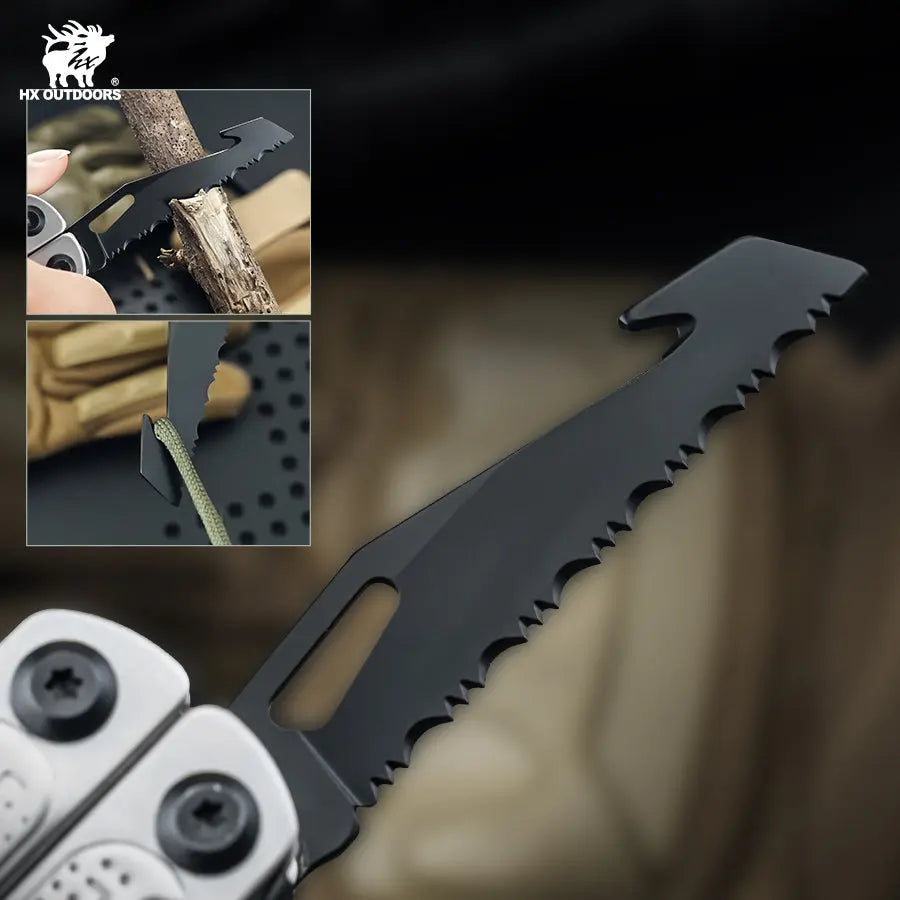 HX OUTDOORS HAWKX GQ-26 – 6.3" Multi-Tool with 7Cr17 Blade, Silver 3Cr13 Handle & 15 Functions