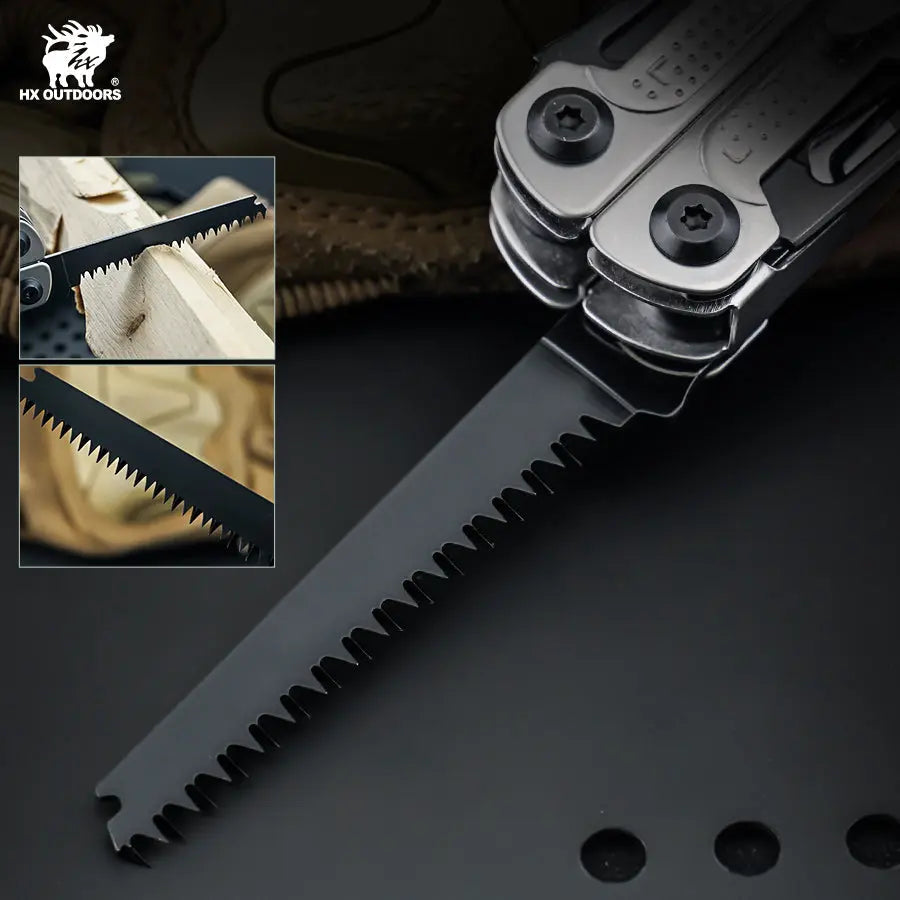 HX OUTDOORS HAWKX GQ-26 – 6.3" Multi-Tool with 7Cr17 Blade, Silver 3Cr13 Handle & 15 Functions