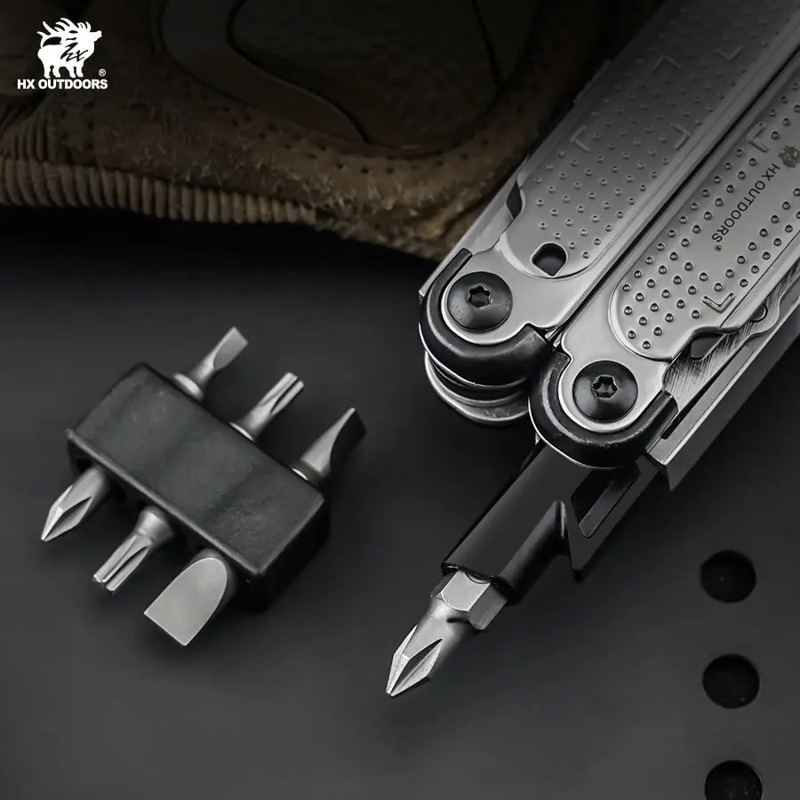 HX OUTDOORS HAWKX GQ-26 – 6.3" Multi-Tool with 7Cr17 Blade, Silver 3Cr13 Handle & 15 Functions